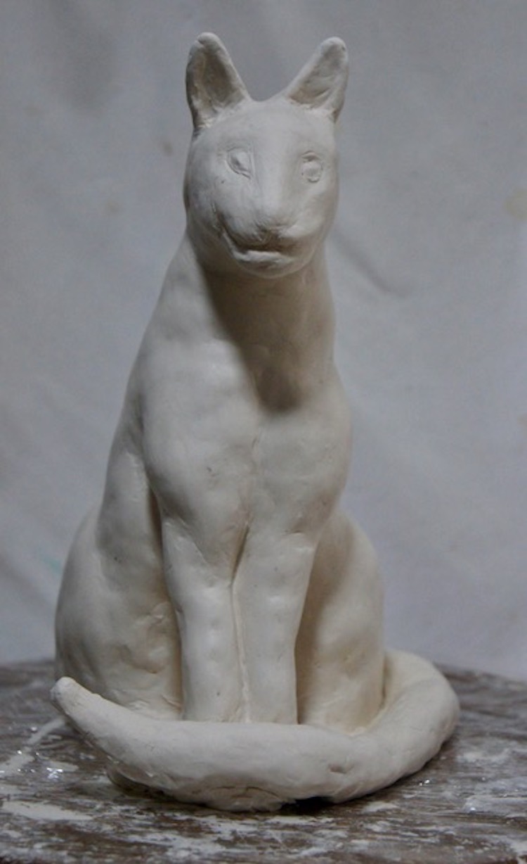 古代エジプトのバプストと私の家猫をモデルにクレイで製作。